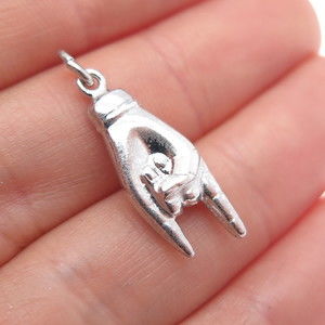 925 Sterling Silver Vintage I Love You Sign Charm Pendant